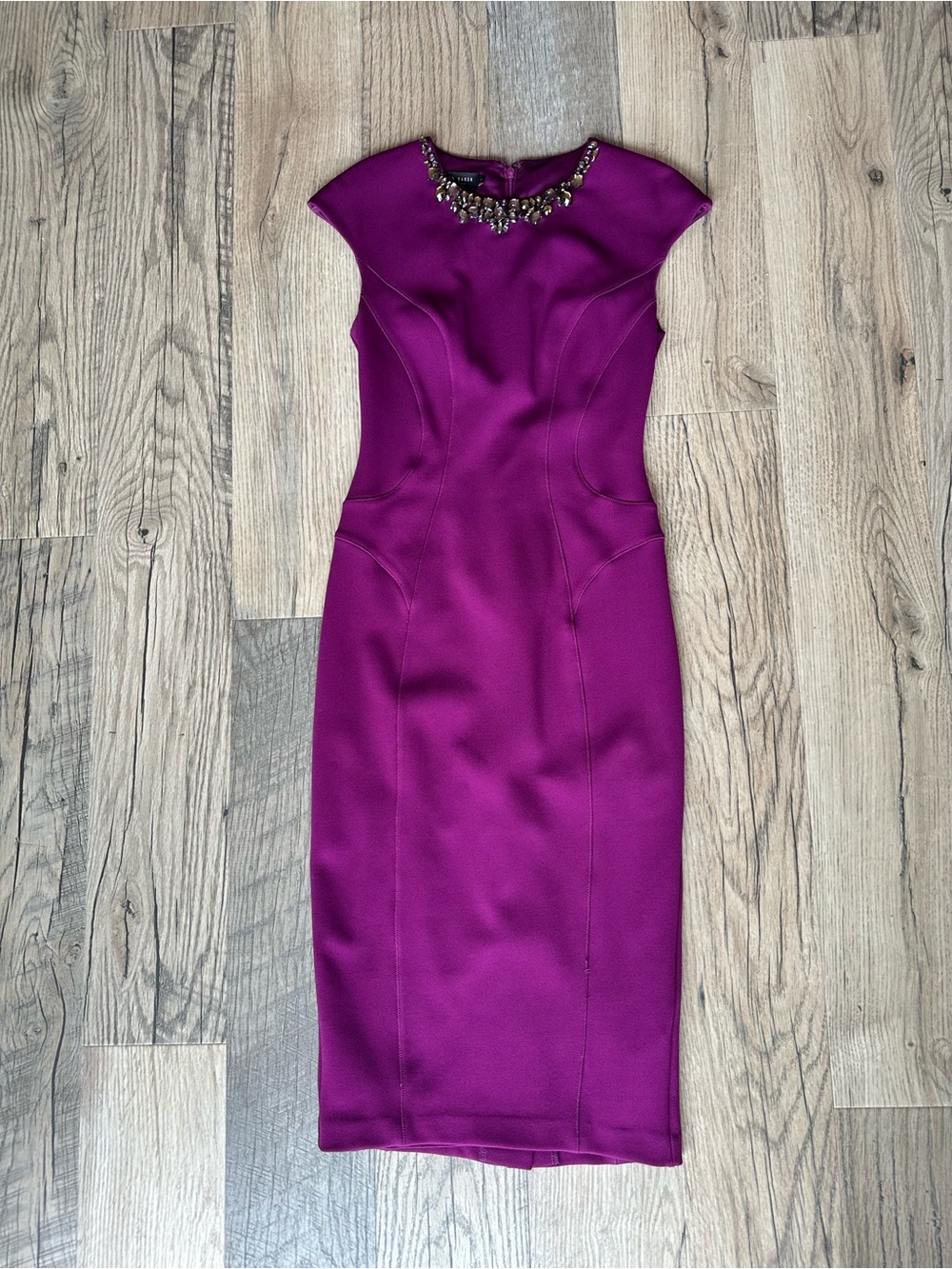 Dardee Ted Baker Jewel-Neck Purple Sheath Dress Size 2 - Picture 3 of 10